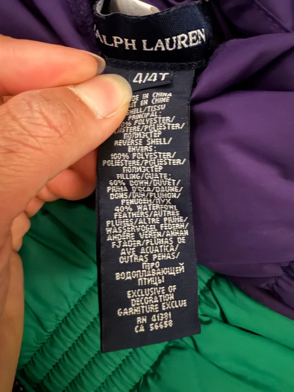 Ralph Lauren Purple Quilted Puffer Vest with Teal Trim